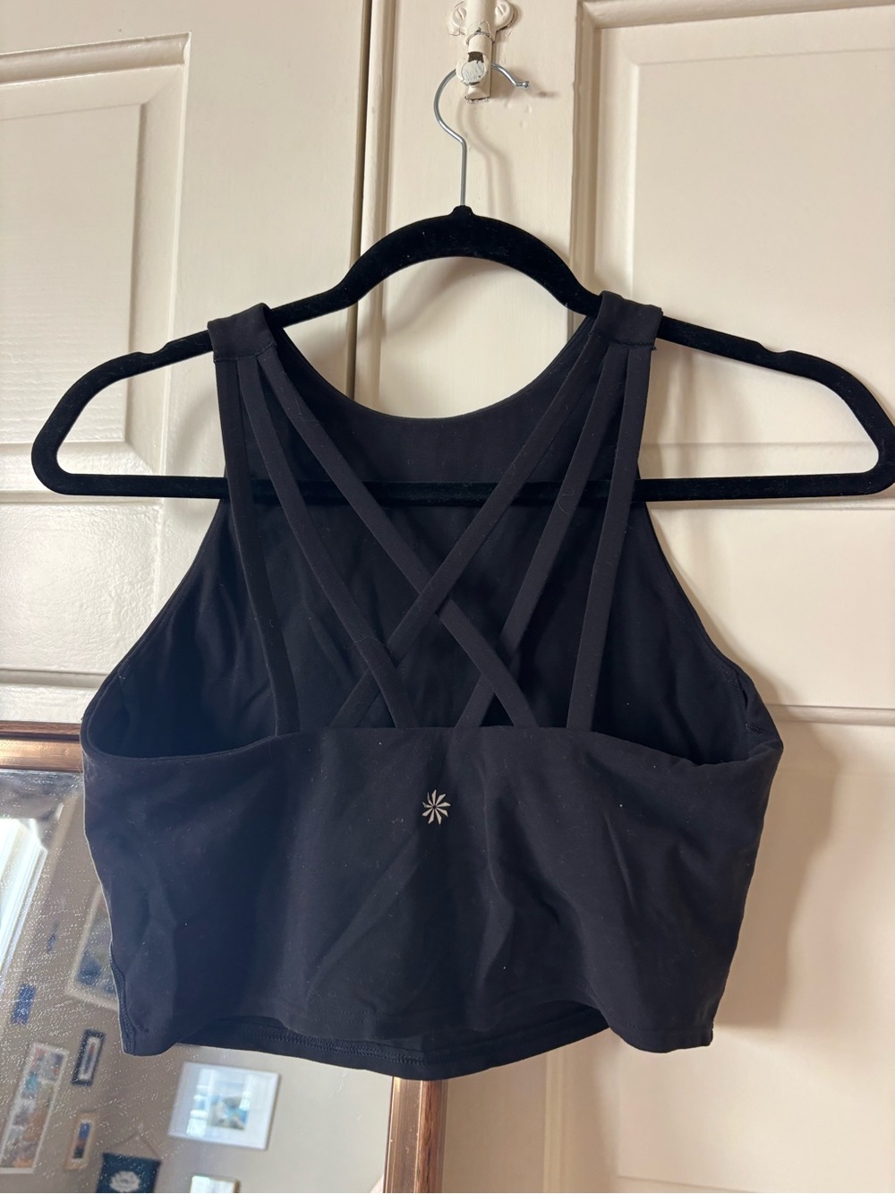 Athleta Black Strappy High-Neck Sports Bra